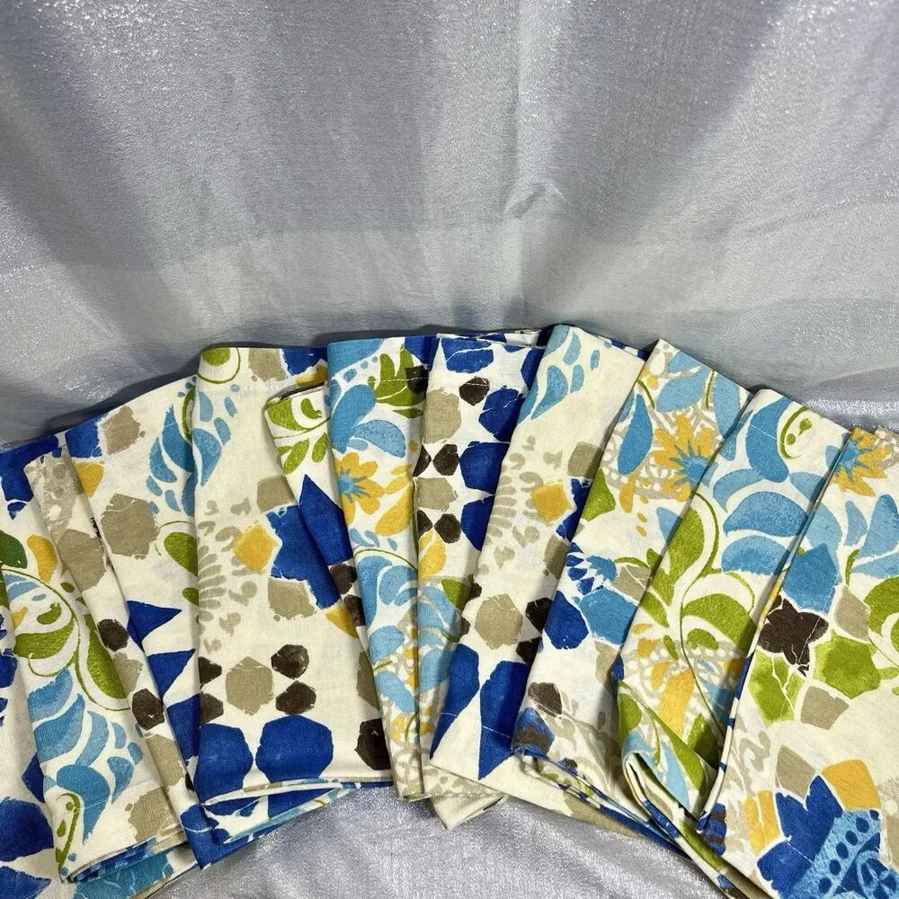 POTTERY BARN Linen Napkins 20x20 Floral Tropical Set of 12